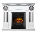 Camino Elettrico da Pavimento 105x120x33 cm Effetto Fiamma 2000W Prometeu & Cristina Bianco/nero