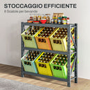 Scaffale Autoportante a 3 Livelli Ripiani Regolabili per 6 Casse di Bevande 110x30x110 cm Grigio