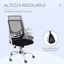 Sedia Operativa Ergonomica Altezza regolabile 94-104 cm Tessuto Effetto Lino Bianco e Nero 