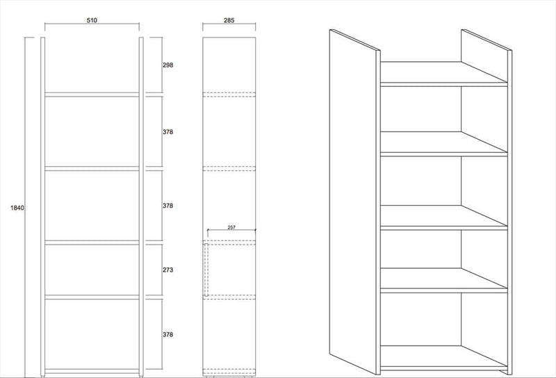 Libreria da Parete con 5 Ripiani in Melamina 56x29x184cm TFT  Boost Blu
