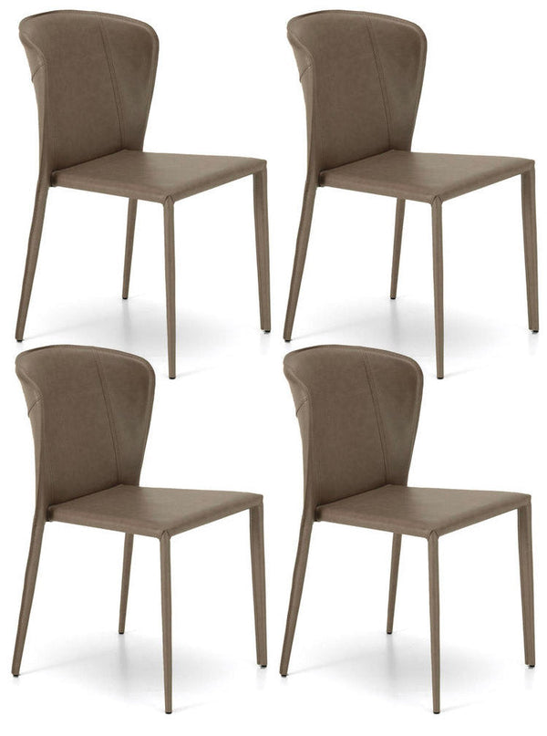 Set 4 Sedie 49x56xH82 cm in Similcuoio Break Tortora online