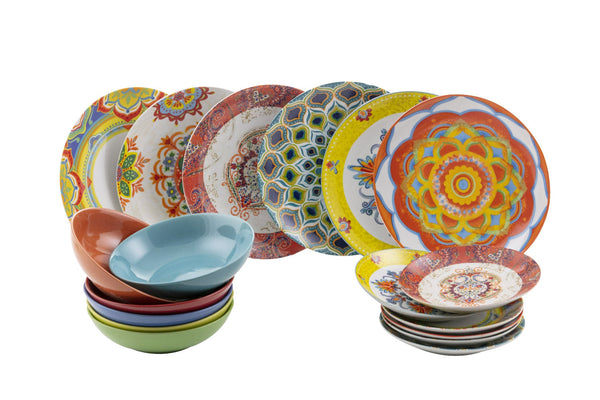 Service de Table 18 Pièces en Porcelaine et Grès Multicolore VdE Tivoli 1996 Calamoresca acquista
