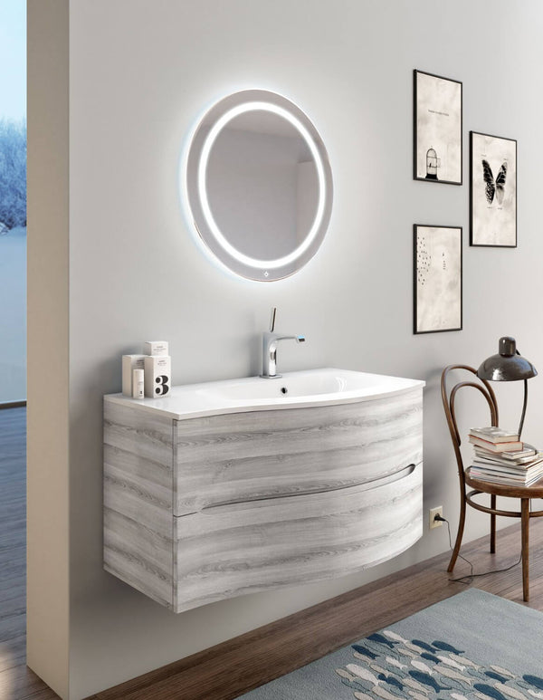 Meuble de Salle de Bain Suspendu 91,5cm TFT Swing Gris Blanc 3D sconto