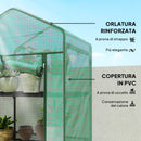 Serra per Piante a 5 Livelli 69x49x193 cm con Porta a Zip in Acciaio e PE Verde      