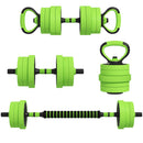 Set Pesi da Palestra 4 in 1 da 20kg Convertibile in Kettlebell 2 Manubri Bilanciere e Supporto Flessioni Verde      