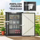 Casetta da Giardino Porta Attrezzi 100x104x160 cm con Porta in Acciaio Galvanizzato Grigio Scuro      