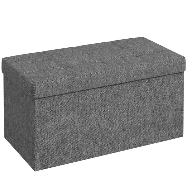 Panca Contenitore Pieghevole 84L 76x38x38 cm in Tessuto Grigio Scuro sconto