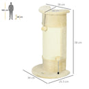 Albero Tiragraffi per Gatti max 5 Kg 34x25,5x58 cm con 2 Palline in Peluche e Sisal Beige