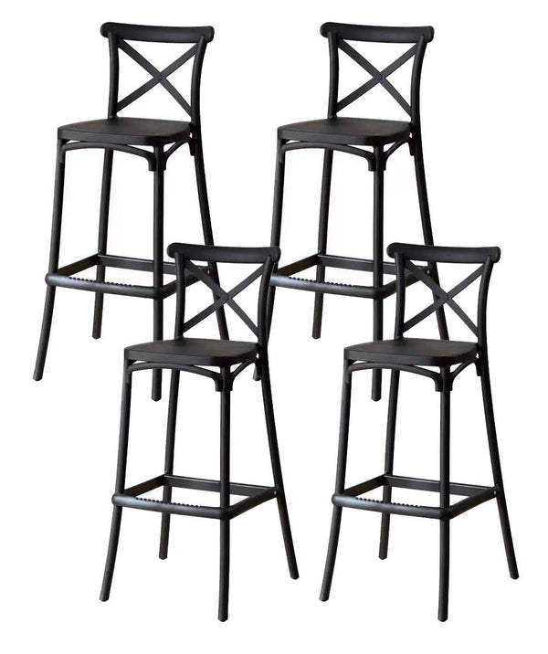 Set 4 Sgabelli 40x36x91 cm in Polipropilene Pompei Nero Seconda Scelta acquista
