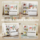 Scaffale Portagiochi 100x30x80 cm con 6 Cesti 3 Ripiani e Box Inferiore in Legno, Plastica e Acciaio Bianco      