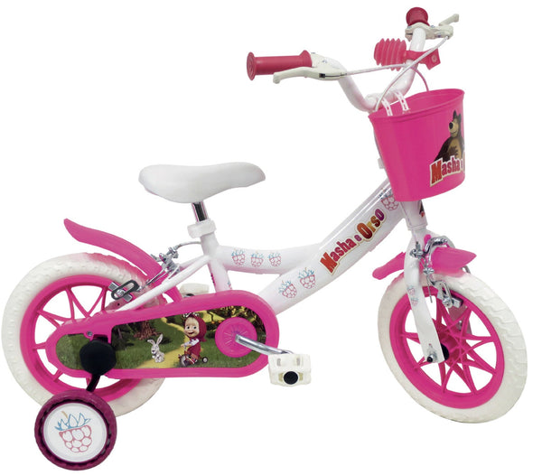 acquista Vélo pour Fille 12" 2 Freins Pneus EVA Masha et Ours Blanc