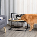 Ciotole per Cani Rialzate 58x32x50 cm in Legno e Acciaio Nero