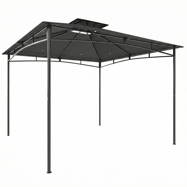 Gazebo da Giardino 300x300x285 cm con Doppio Tetto in Poliestere e Metallo Grigio Scuro online