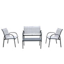 Set da Giardino Divano Poltrone e Tavolino in Acciaio Verniciato e Textilene