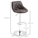 Set 2 Sgabelli da Bar 51,5x48x83-104 cm in Similpelle Marrone