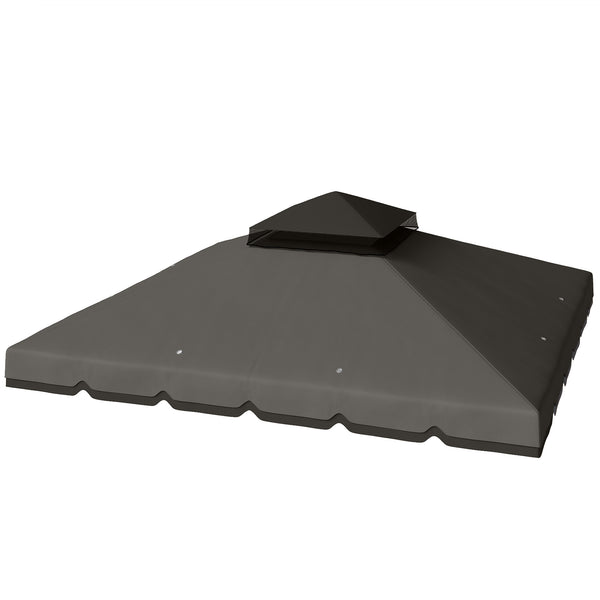 Telo di Ricambio Copertura per Gazebo 3x3 m a 2 Livelli con 8 Fori di Drenaggio in Poliestere Grigio Chiaro e Scuro acquista