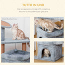 Albero Tiragraffi per Gatti 48x48x84 cm in Corda Juta Rivestimento in Peluche Grigio
