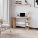 Scrivania Moderna in Legno con Scaffale a 3 Ripiani 100x44x74 cm in Truciolato Bianco e Quercia