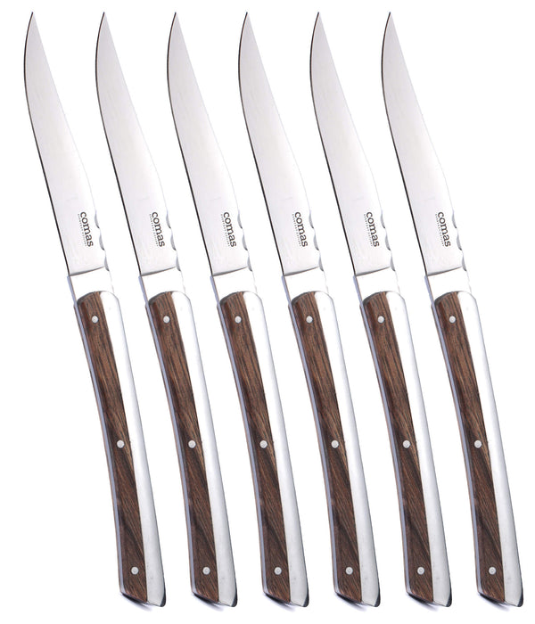 acquista Set de 6 Couteaux à Steak Lame Lisse Manche Bois K2