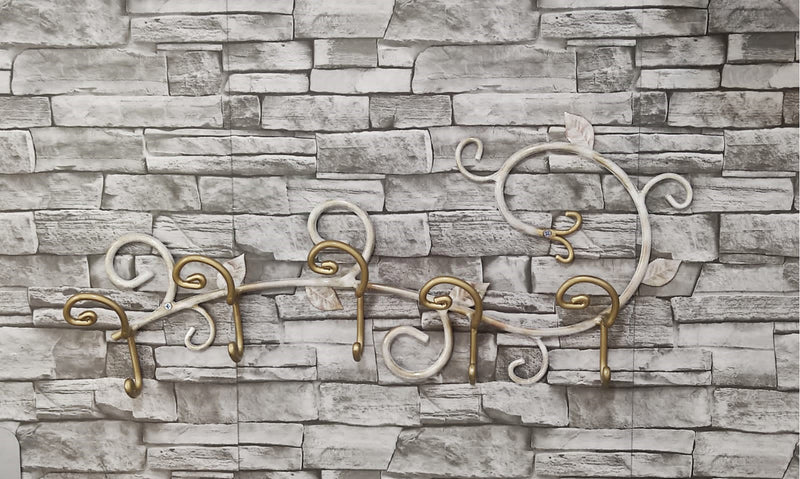 Appendiabiti da Parete 60x33 cm in Ferro Battuto Bianco