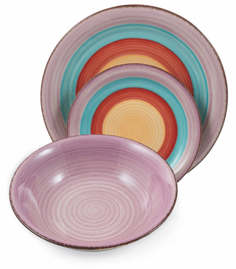 Servizio Piatti 18 Pezzi in Hard Dolomite Soriani Panarea Multicolor