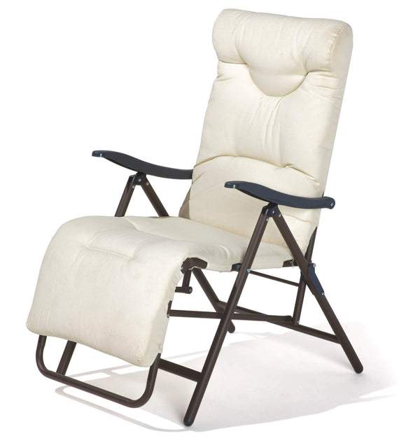 acquista Chaise longue de jardin pliante 87/141x62x80/106,5 cm assise rembourrée beige