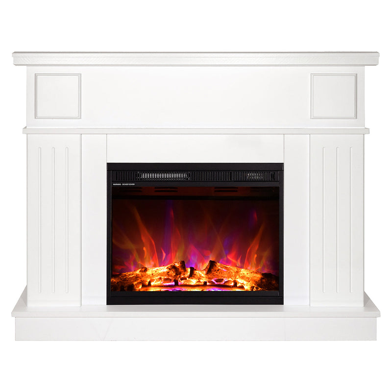 Camino Elettrico da Pavimento 95x120x30 cm Effetto Fiamma 1500W Olimpia & Lorance color Bianco