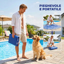 Galleggiante per Cani Gonfiabile 155x104x25 cm Pieghevole per Cani fino a 40 kg in PVC Blu      