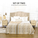 Set 2 Comodini con 2 Cassetti 40x40x56 cm in Legno e Rattan Naturale