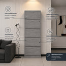 Scarpiera 5 Ripiani 63x24x170 cm Salvaspazio con Maniglia in Melamina Grigio     