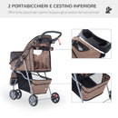 Passeggino per Cani Caffè 75x45x97 cm 