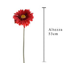 Set 12 Fiori Artificiali di Gerbera Altezza 53 cm Rosso