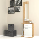 Mobile ingresso con specchio 60x35x186 cm Lost bianco rovere