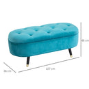Panca Imbottita in Tessuto Velluto 107x36x48 cm  Blu
