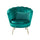 Fauteuil Shell 78x73x78 cm en Velours Vintage Pieds Doré Vert Sofia
