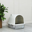 Lettiera Gatto Chiusa L 52,4x41,3x39,9 cm con Maniglia Paletta Pacchetto Deodorante e Antiperdita in Acciaio Inox e ABS Bianco      