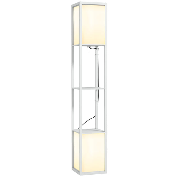 online Lampada da Terra con 2 Paralumi E27 40W e 2 Ripiani  26x26x156 cm Bianco