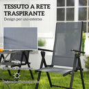 Set 4 Sedie da Giardino 56x69x106 cm Pieghevoli e Traspiranti in Acciaio e Poliestere Grigio  