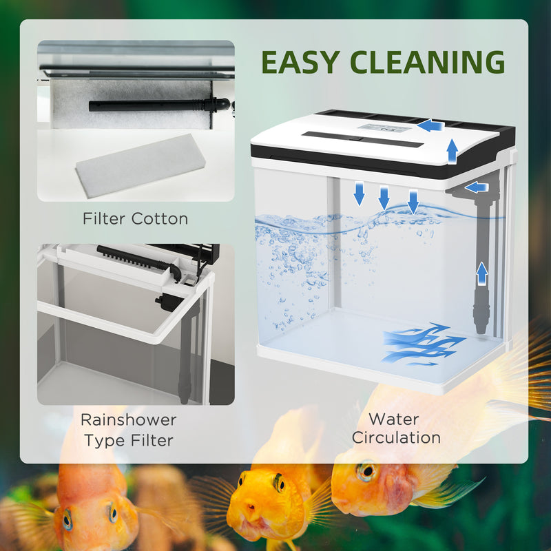 Acquario con LED 13 Litri 29x20x30,5 cm con Fori di Ventilazione in Vetro HD e ABS