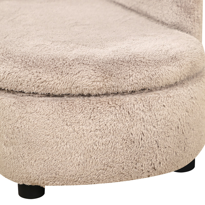 Cuccia Divano per Cani con Vano Contenitore 80x40x46 cm Rivestimento Morbido Beige 