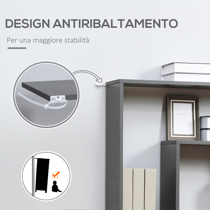 Libreria con Ripiani Irregolari 125x22x129 cm in Legno Truciolato Grigio