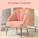 Poltrona da Salotto Imbottita a Conchiglia Stile Art Decò in Velluto Rosa 