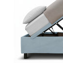 Letto Singolo Contenitore Imbottito Microfibra Azzurro BoxMax Testata Soft Varie Misure
