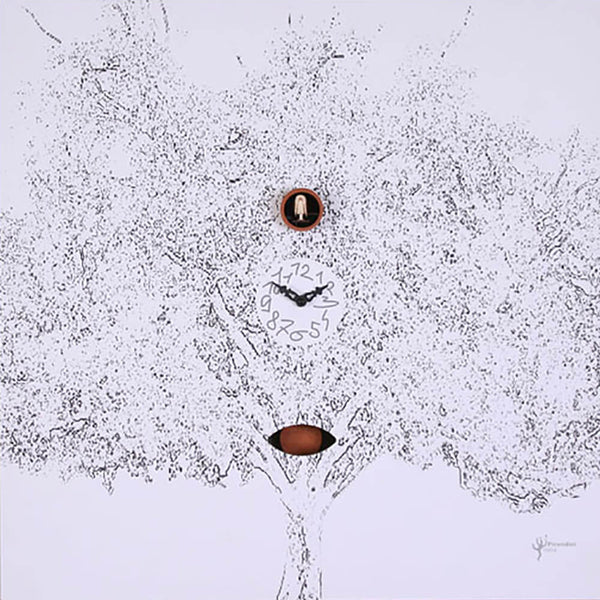 Horloge Coucou Murale 60X60X11Cm Pirondini Italia Arbre Noir sconto