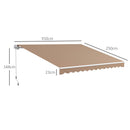 Tenda da Sole per Esterno 350x250 cm Avvolgibile a Bracci con Apertura a Manovella Marrone      