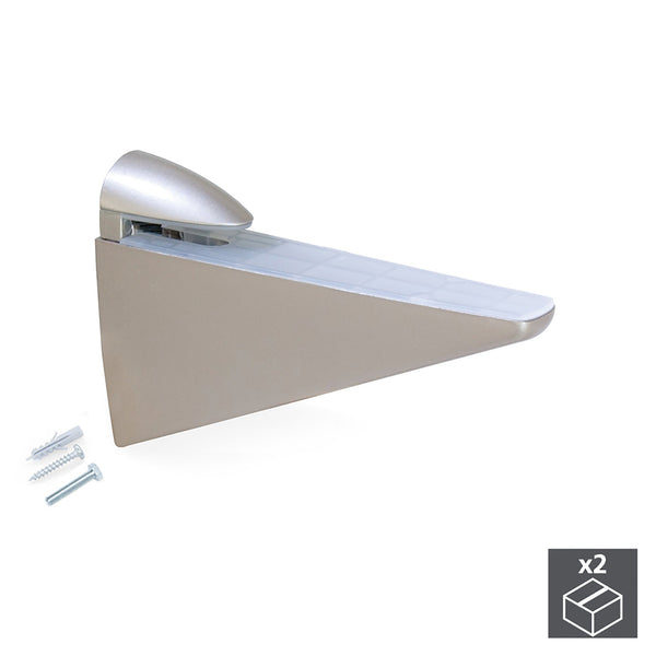 online Emuca Support d'Étagère en Tecnoplastica et Zamak Peint en Nickel Mat pour Étagères en Bois/Verre 1 Set