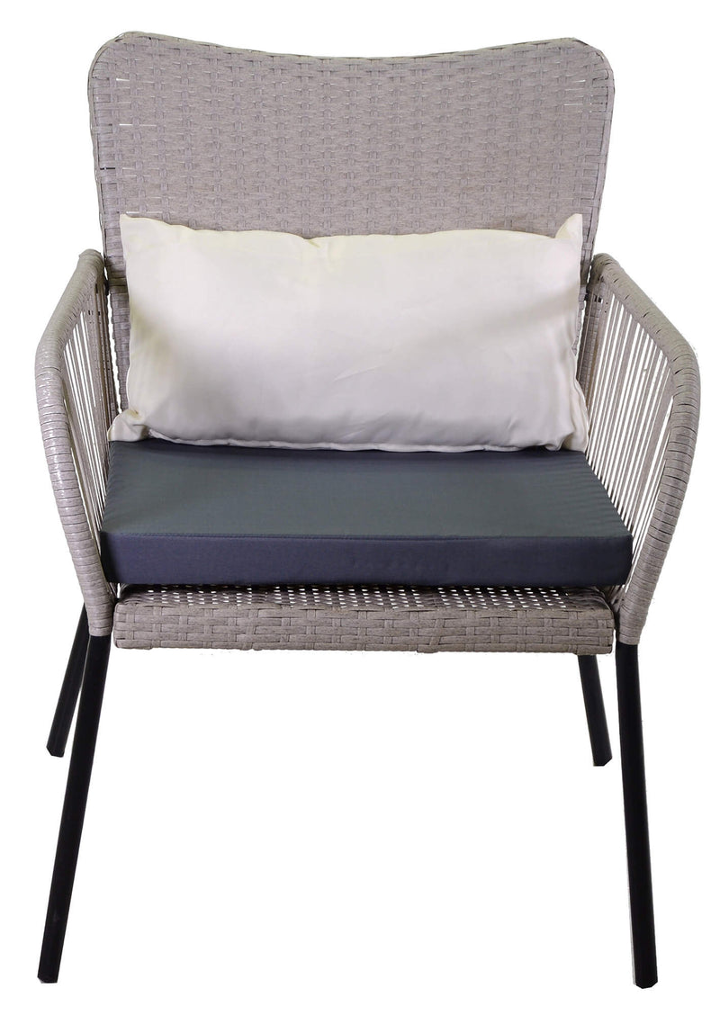 Set da Giardino Divano 2 Poltrone e Tavolino in Polyrattan Laredo Melange Grigio