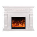 Camino Elettrico da Pavimento 116x150x33 cm Effetto Fiamma 1500W Torino Bianco