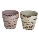 Set 4 Vasi Cesti in Ceramica con Scritta Larghezza 12 cm