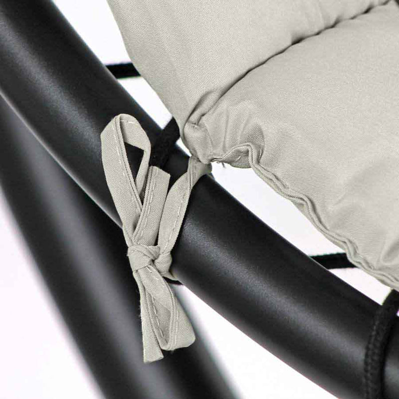 Sedia Dondolo Pensile Relax Chaise Longue con Tettuccio 190x105x205 cm Telly Panna Scuro 